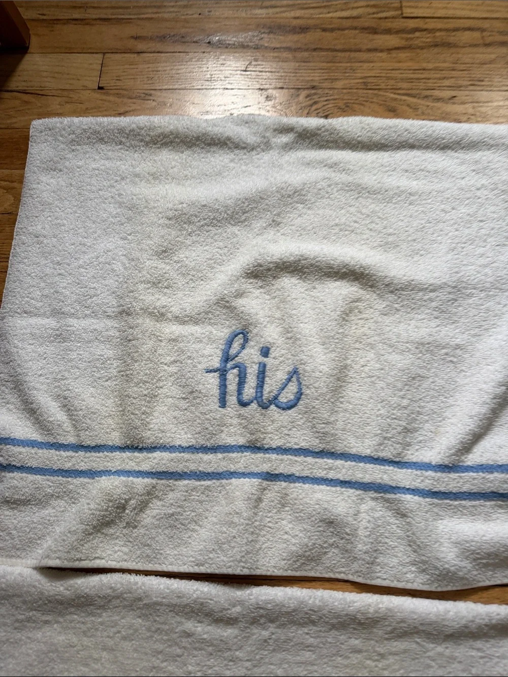 Vintage His and Hers Bath Embroidered Towels